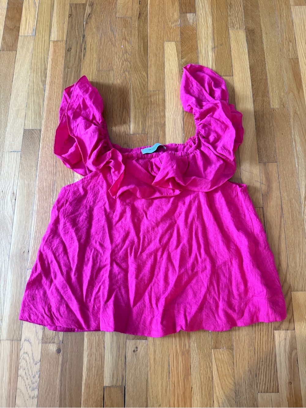 mark. Fuchsia Ruffle Strap Tank Top